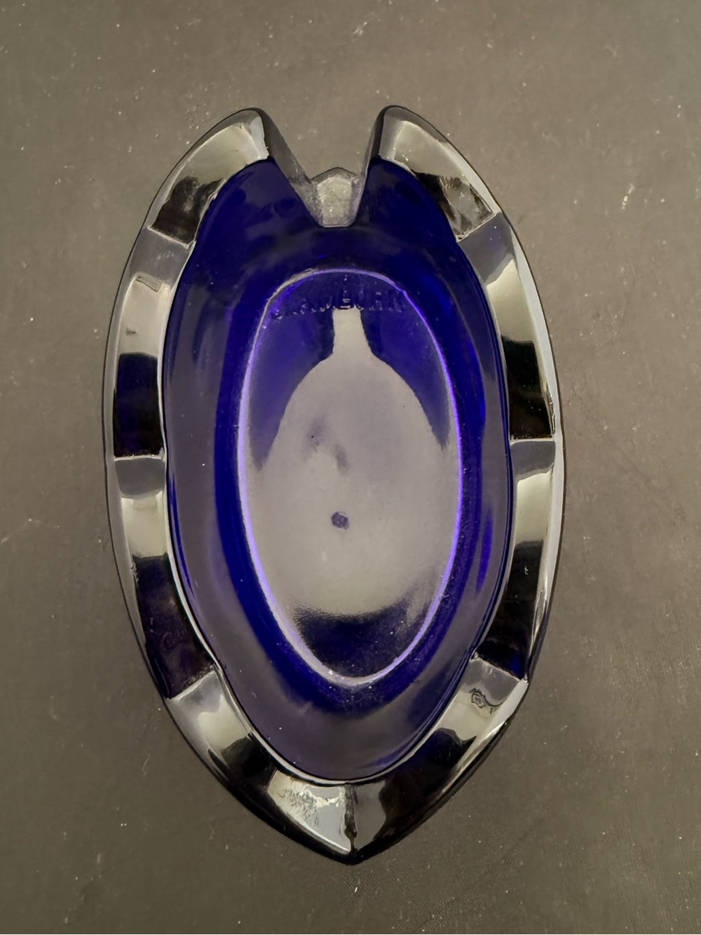 VINTAGE Clamborn Fenton Cobalt Blue Glass SLOTTED SPOON REST Holder - Picture 4 of 8